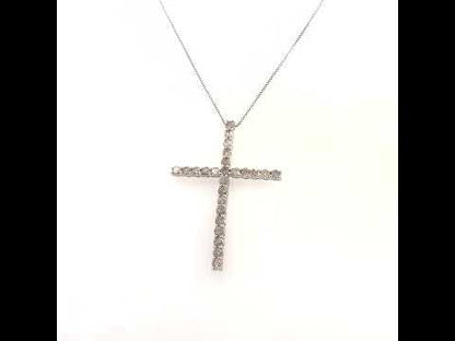 Elegant .925 Sterling Silver 2.0 Cttw Round Diamond Cross Pendant Necklace