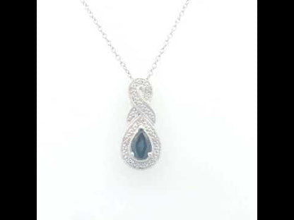 .925 Sterling Silver 6x4mm Pear Sapphire & Diamond Accent Infinity Drop Necklace