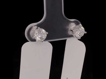 AGS Certified 14K White Gold Round Diamond Stud Earrings (G-H, SI2-I1)