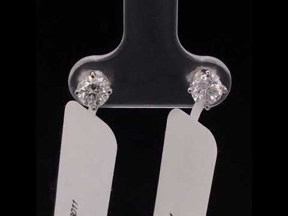 Ags Certified 14k White Gold Solitaire Diamond Push Back Stud Earrings