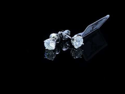 IGI Certified 14K White Gold 1 1/2 Cttw Round Diamond Solitaire Stud Earrings