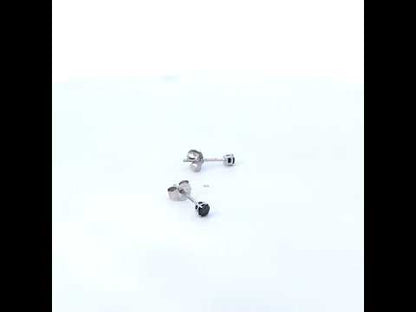 .925 Sterling Silver Black Diamond  Push-back Solitaire Stud Earrings - I2-I3