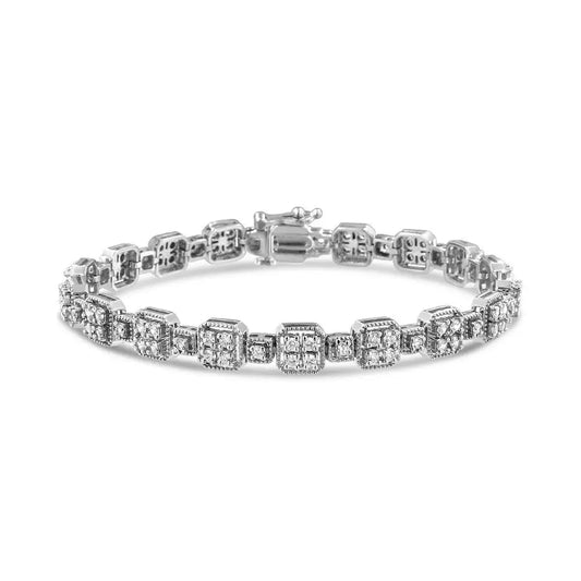 Radiant 10k Gold 2.0 Cttw Diamond Square Link Bracelet - White