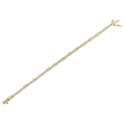 Radiant 10k Gold Diamond Link Bracelet with Baguette-cut Accents