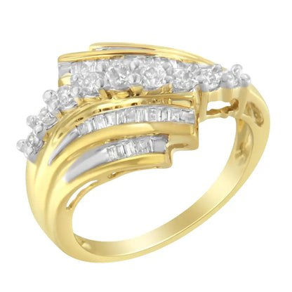 Radiant 10k Yellow Gold Baguette Diamond-cut Ring with I1-i2 Clarity