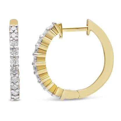 Radiant 10k Yellow Gold Diamond Hoop Earrings with Cttw Prong Set Elegance