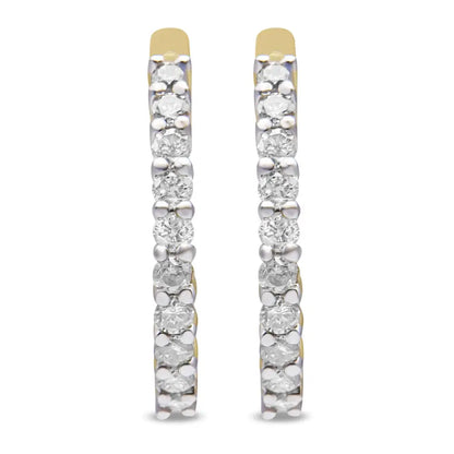 Radiant 10k Yellow Gold Diamond Hoop Earrings with Cttw Prong Set Elegance