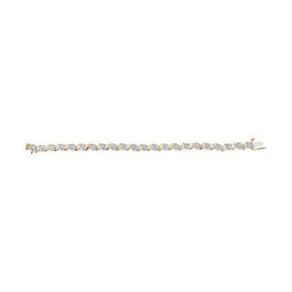 Radiant 10k Yellow Gold Round Cut Diamond Cluster Bracelet - 7