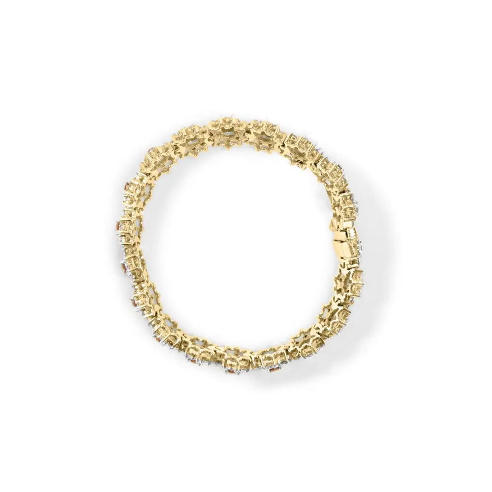 Radiant 14k Gold Floral Cluster Halo Bracelet with Champagne Diamonds