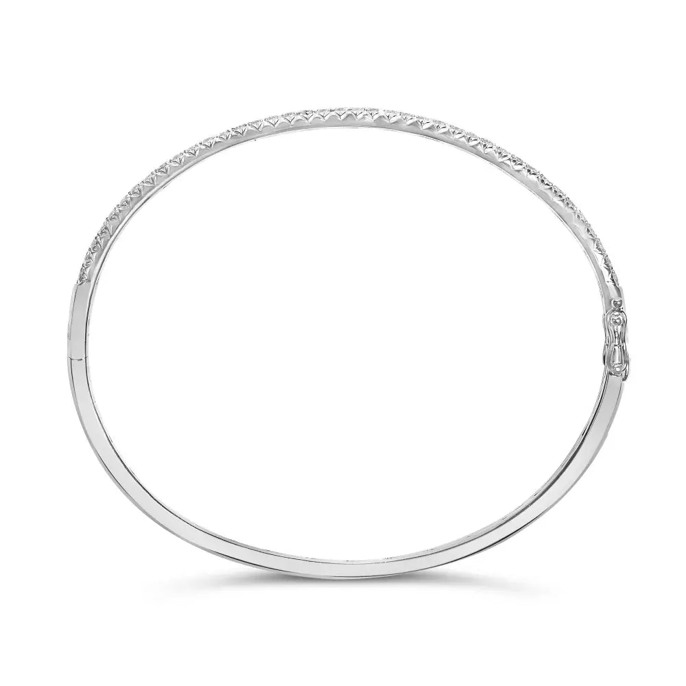 Radiant 14k Gold Half Eternity Diamond Bangle Bracelet with 1.00 Cttw