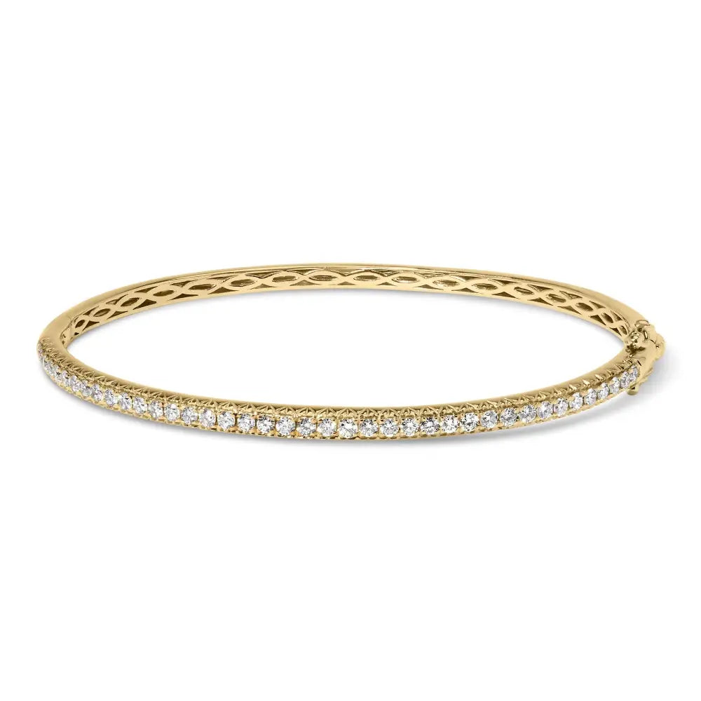 Radiant 14k Gold Half Eternity Diamond Bangle Bracelet with 1.00 Cttw