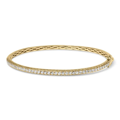 Radiant 14k Gold Half Eternity Diamond Bangle Bracelet with 1.00 Cttw