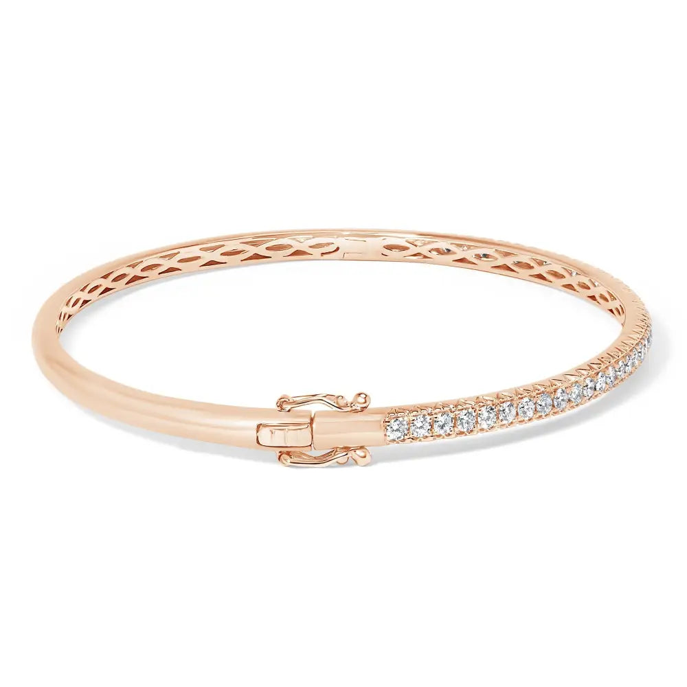 Radiant 14k Gold Half Eternity Diamond Bangle Bracelet with 1.00 Cttw