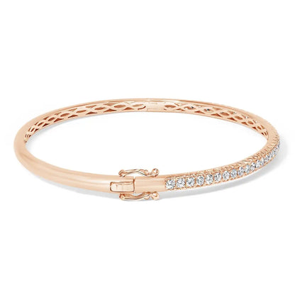 Radiant 14k Gold Half Eternity Diamond Bangle Bracelet with 1.00 Cttw