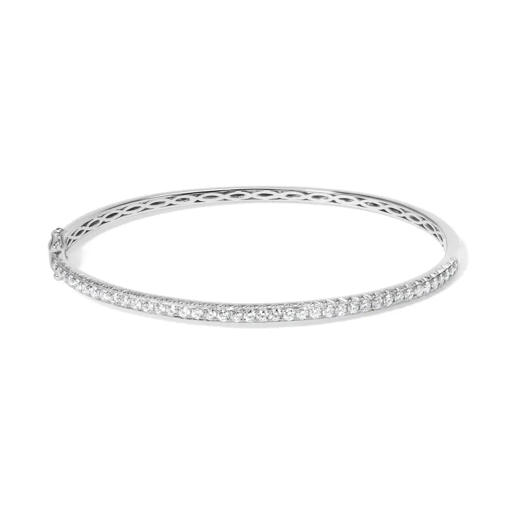 Radiant 14k Gold Half Eternity Diamond Bangle Bracelet with 1.00 Cttw