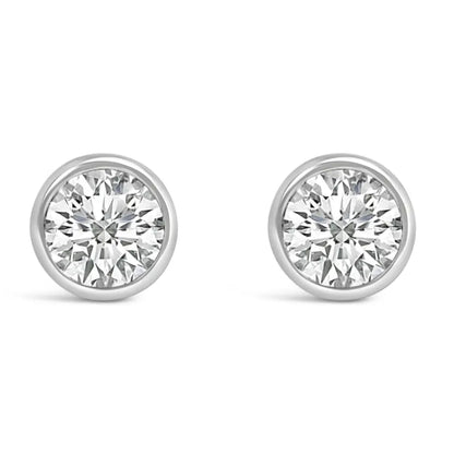 Radiant 14k Gold Lab Grown Diamond Classic Bezel Solitaire Studs