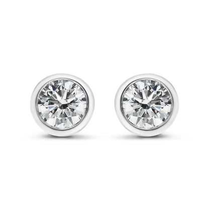 Radiant 14k Gold Lab Grown Diamond Classic Bezel Solitaire Studs