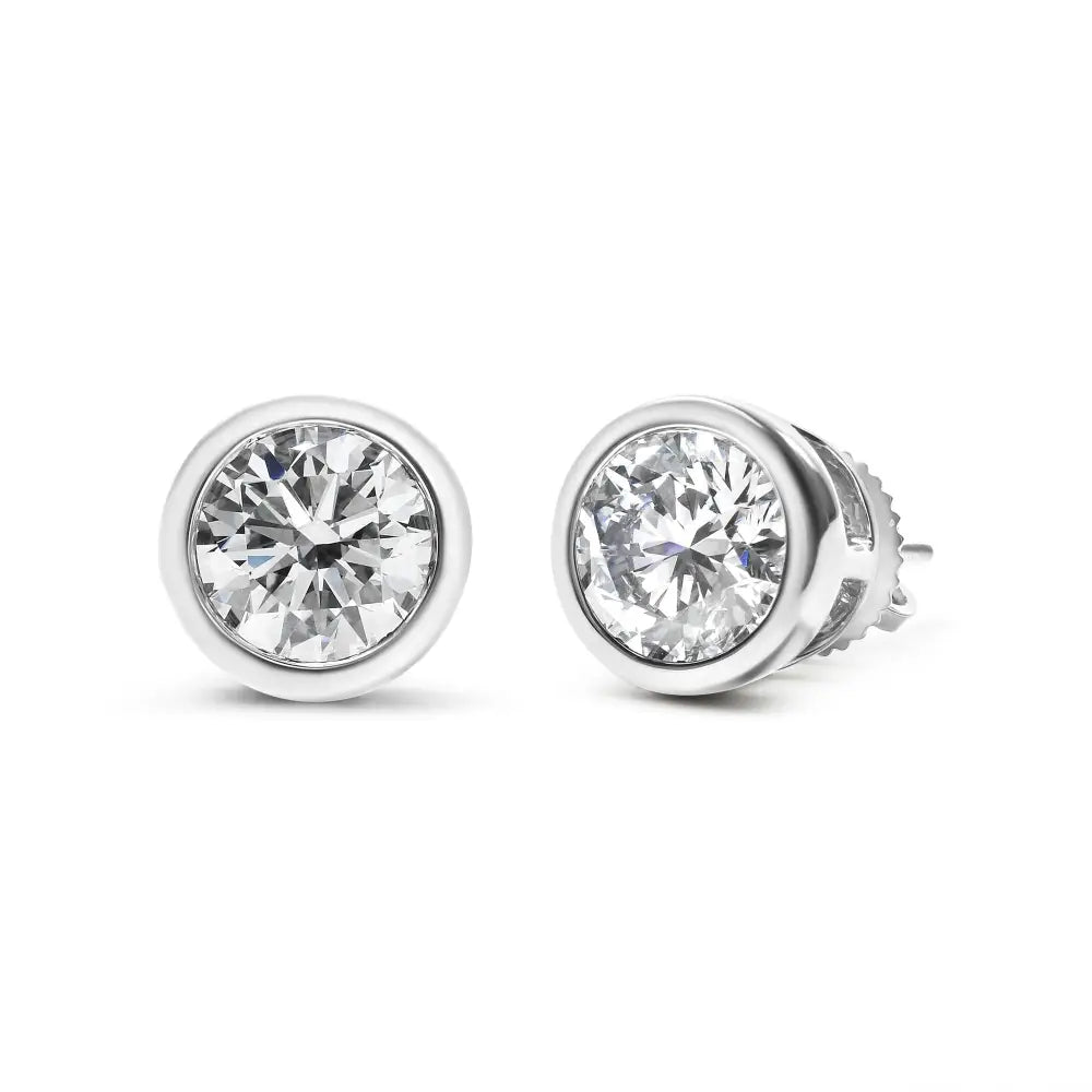 Radiant 14k Gold Lab Grown Diamond Classic Bezel Solitaire Studs