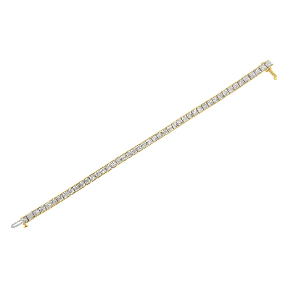 Radiant 14k Gold Plated Miracle Set Diamond Tennis Bracelet