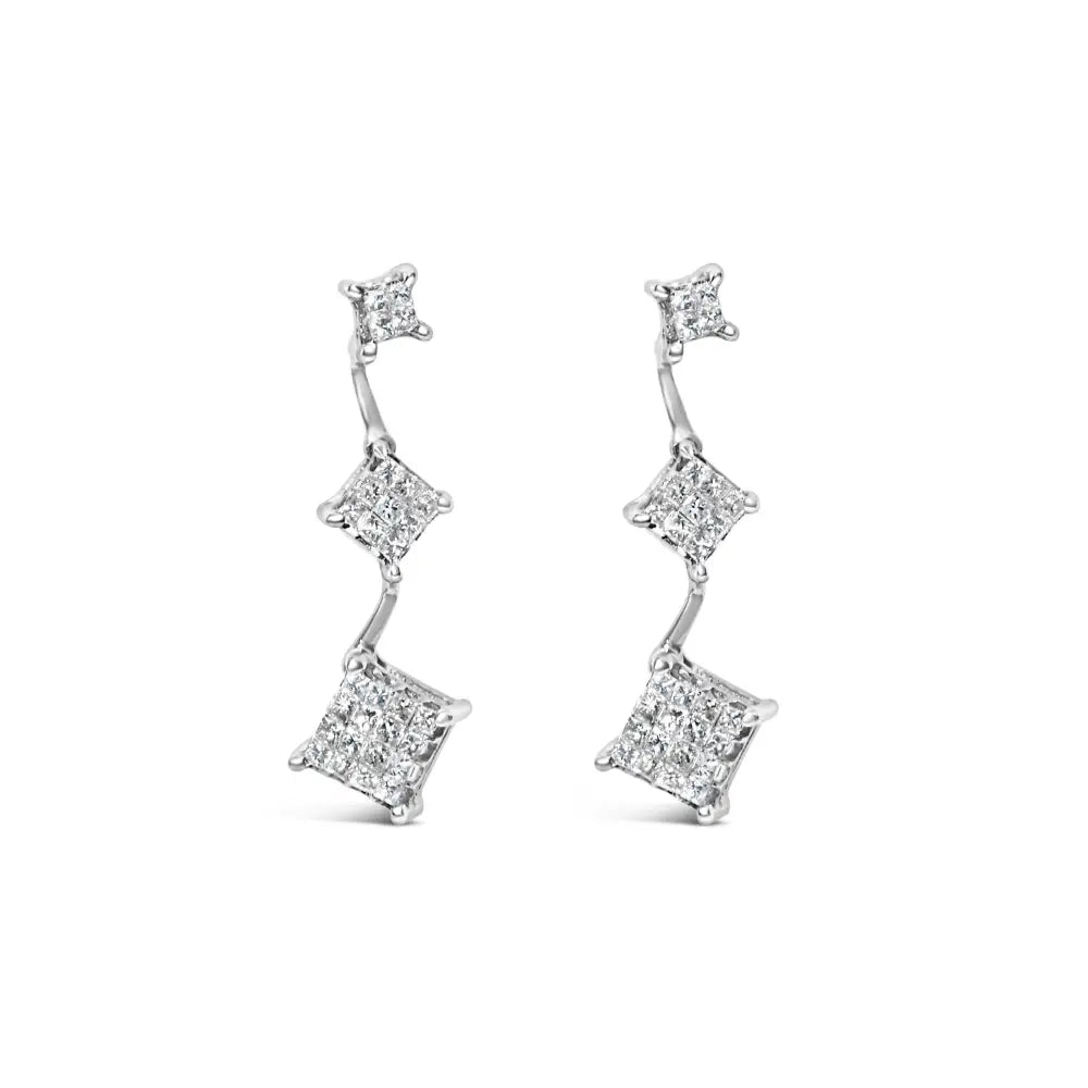 Radiant 14k White Gold 1 Cttw Princess Cut Diamond Earrings - Earrings/earrings/