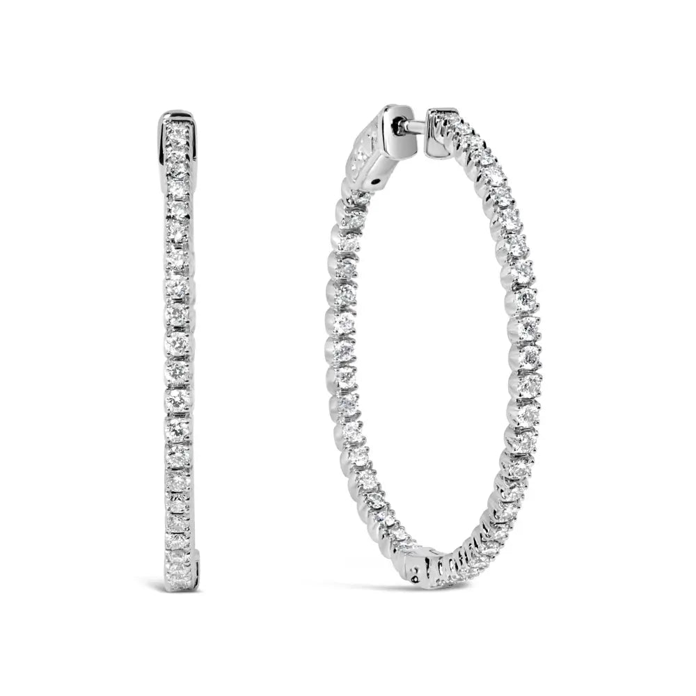 Radiant 14k White Gold Hoop Earrings with Lab Grown Diamonds