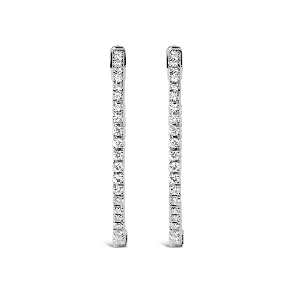 Radiant 14k White Gold Hoop Earrings with Lab Grown Diamonds