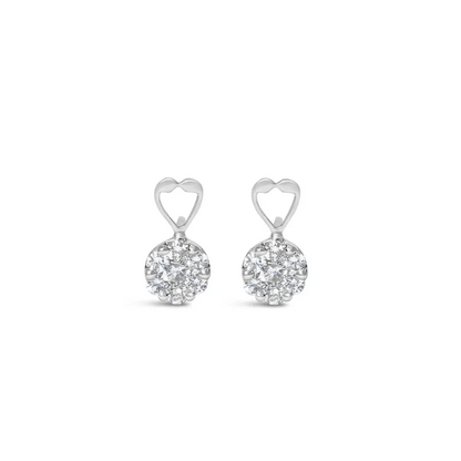 Radiant 14k White Gold Round Cut Diamond Earrings Exuding Elegance