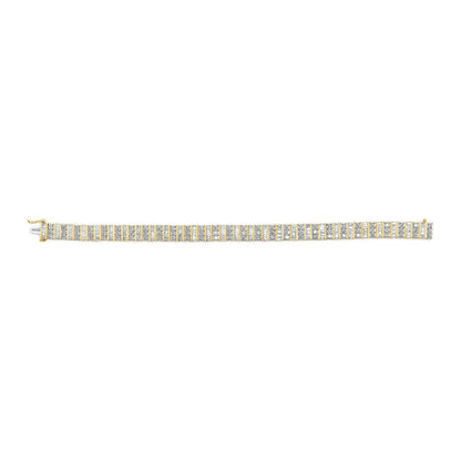 Radiant 14k Yellow Gold Baguette-cut Diamond Bracelet with I1-i2 Clarity