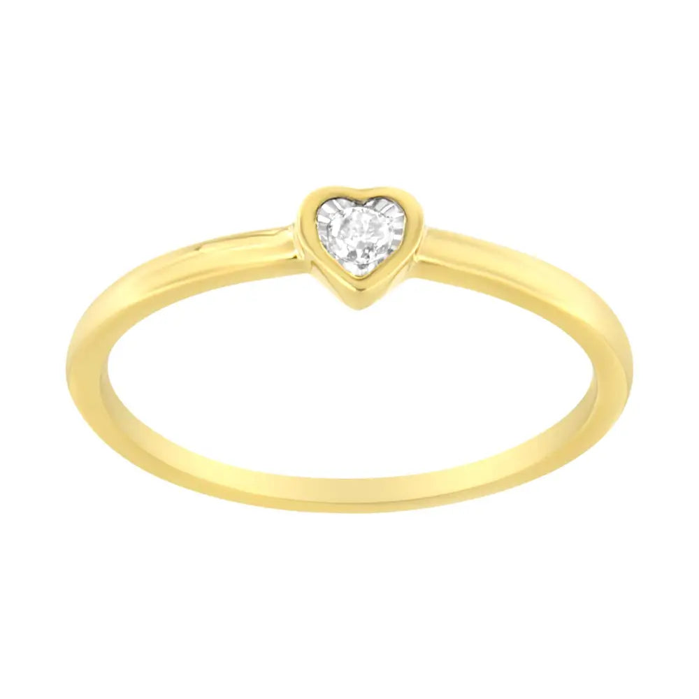 Radiant 14k Yellow Gold Miracle Set Diamond Heart Shaped Promise Ring