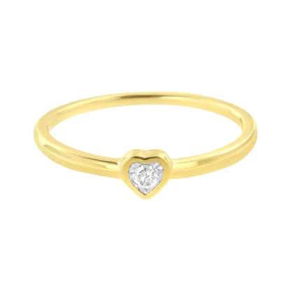 Radiant 14k Yellow Gold Miracle Set Diamond Heart Shaped Promise Ring