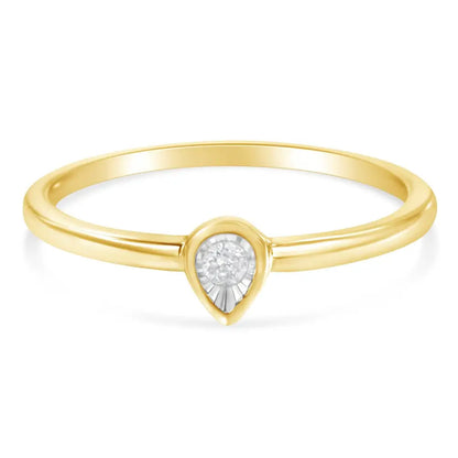 Radiant 14k Yellow Gold Miracle Set Petite Carat Diamond Teardrop Ring