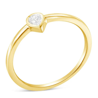 Radiant 14k Yellow Gold Miracle Set Petite Carat Diamond Teardrop Ring