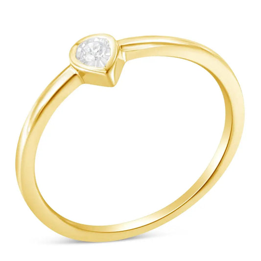 Radiant 14k Yellow Gold Miracle Set Petite Carat Diamond Teardrop Ring