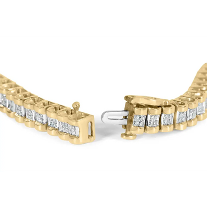 Radiant 14k Yellow Gold Princess-cut Diamond Classic Link Bracelet