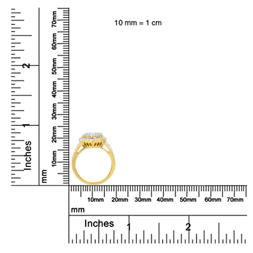 Radiant Diamond Cluster Ring in Micron Yellow Plated Sterling Silver