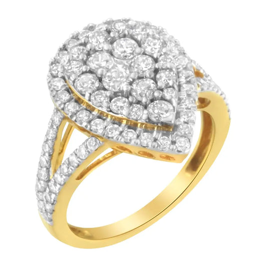 Radiant Diamond Cluster Ring in Micron Yellow Plated Sterling Silver