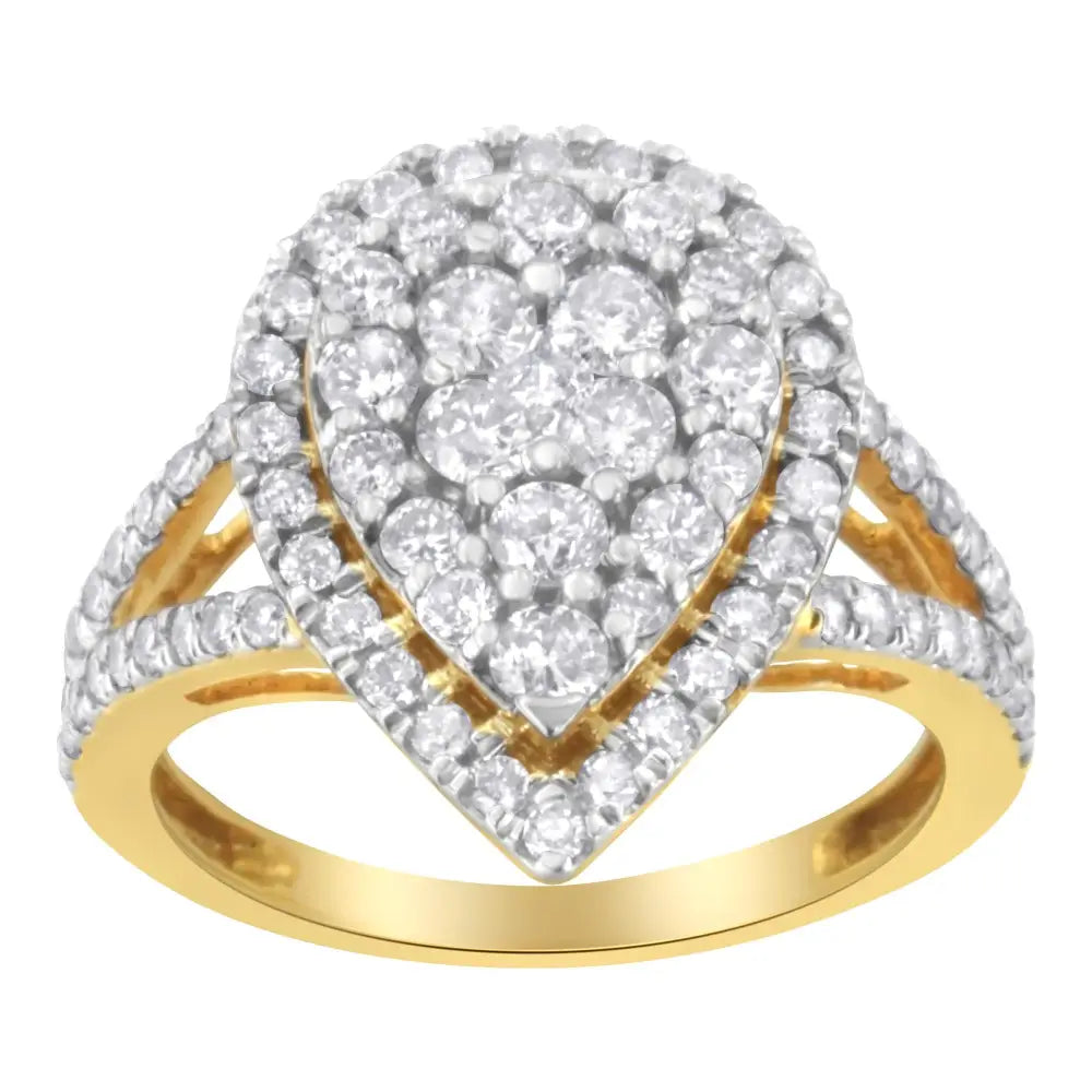 Radiant Diamond Cluster Ring in Micron Yellow Plated Sterling Silver