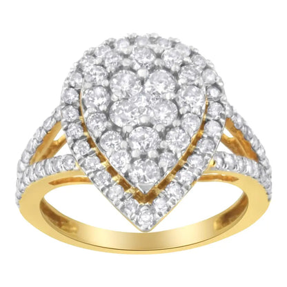 Radiant Diamond Cluster Ring in Micron Yellow Plated Sterling Silver