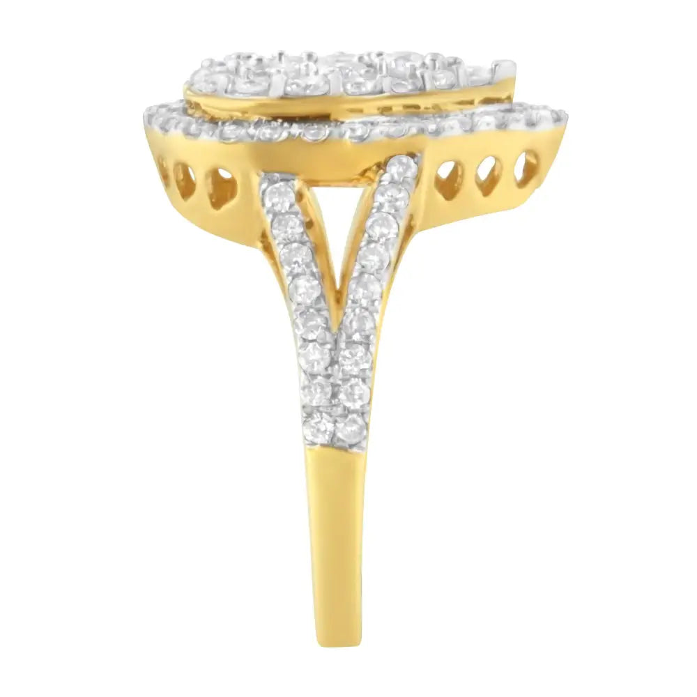 Radiant Diamond Cluster Ring in Micron Yellow Plated Sterling Silver