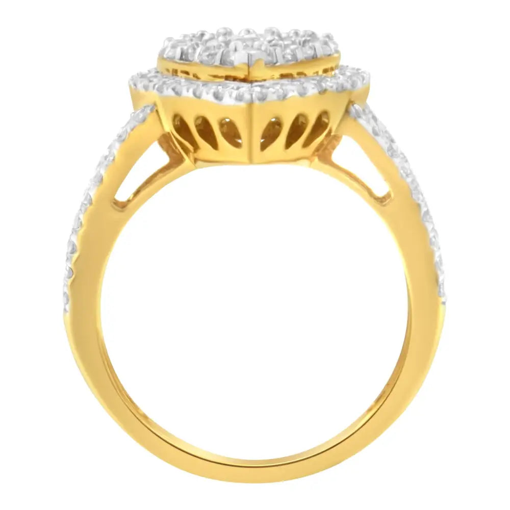 Radiant Diamond Cluster Ring in Micron Yellow Plated Sterling Silver