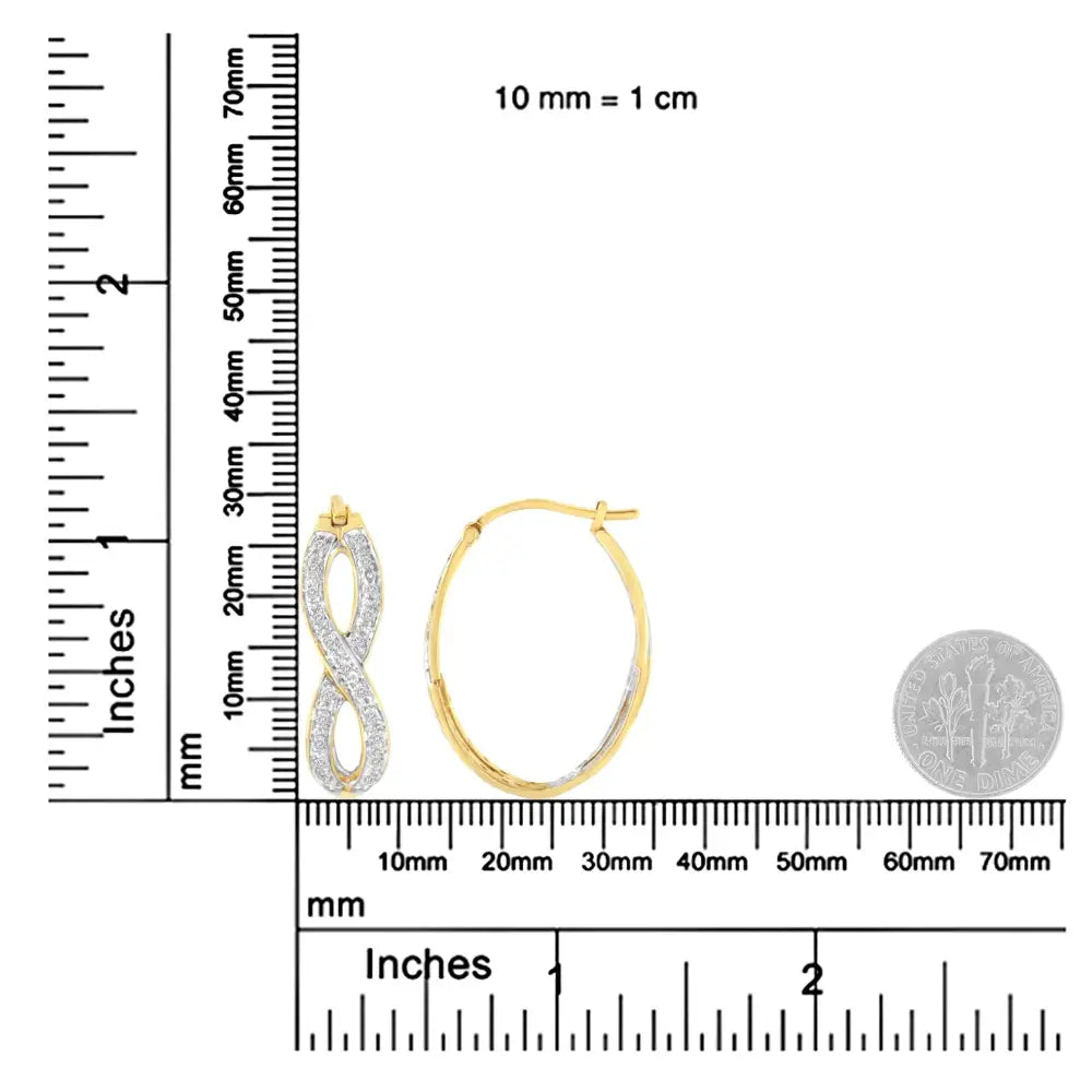 Radiant Diamond Double Infinity Hoop Earrings in 10k Gold