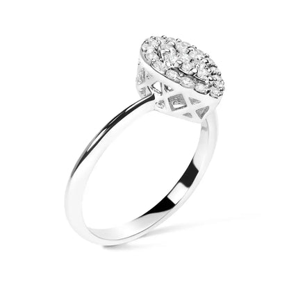 Radiant Lab Grown Diamond Cluster Pear Promise Ring in Sterling Silver