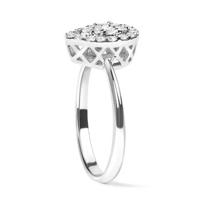 Radiant Lab Grown Diamond Cluster Pear Promise Ring in Sterling Silver