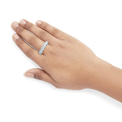 Radiant Lab-grown Diamond Shared Prong 14k White Gold Band Ring