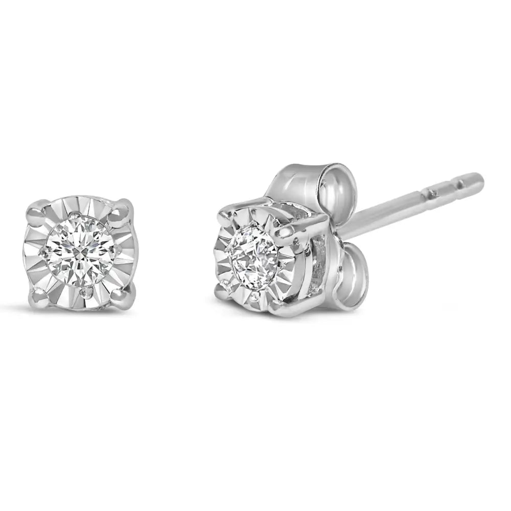 Radiant Lab Grown Diamond Sterling Silver Stud Earrings Glamour