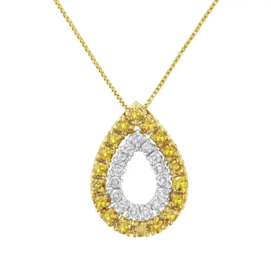 Radiant Pear Shape Pendant in Yellow Gold Plated Sterling Silver - Whiteyellow