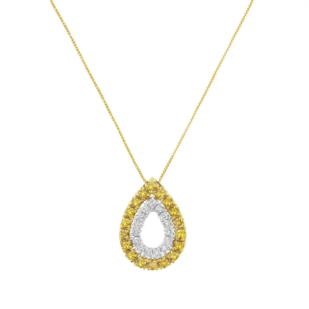 Radiant Pear Shape Pendant in Yellow Gold Plated Sterling Silver - Whiteyellow