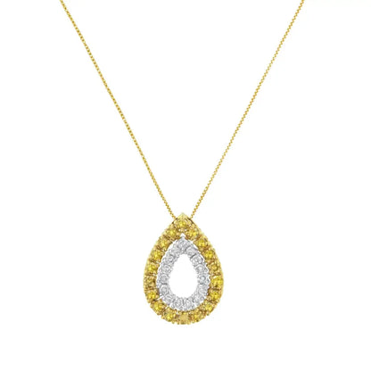 Radiant Pear Shape Pendant in Yellow Gold Plated Sterling Silver - Whiteyellow