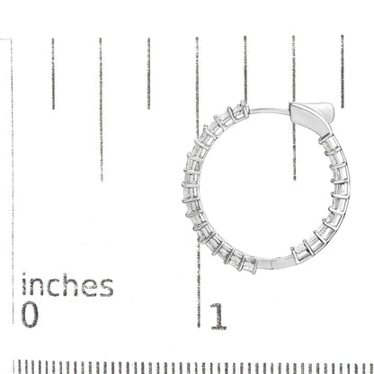 Radiant Princess Cut Diamond Inside out Hoop Earrings in 14k White Gold