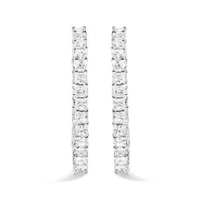 Radiant Princess Cut Diamond Inside out Hoop Earrings in 14k White Gold